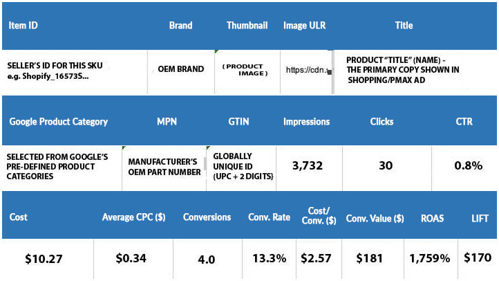 Individual PMax SKU Record